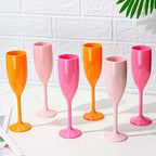 XUWAIDSGN Acrylic Champagne Flutes Toasting Glasses Unbreakable Mimosa Bar Reusable Wine Glasses Vintage Champagne Flutes Stemmed Drinking Cups 5.4 OZ for Christmas Birthday (10, Orange)