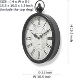 Menterry Oval Retro Wall Clock, Rustic Vintage Style, Black Antique Design, Battery Operated Silent Decor Large Wall Clocks for Kitchen,Farmhouse,Office (15.5" H x 10.5" W)