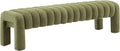 63" Bedroom Bench, Upholstered Entryway Bench, Modern End of Bed Ottoman with Solid Wood Legs and Adjustable Foot Pegs for Entryway, Dining Room and Living Room, 440lbs (Green Boucle)