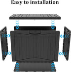 45 Gallon Outdoor Storage Box Waterproof Lockable Resin Deck Box Large, Patio Storage Bin for Pool Accessories Cushion Furniture, Garden Tools, UV-Resistant Outside Delivery Black