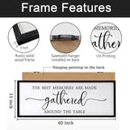The Best Memories are Made Gathered Around The Table Sign Framed Wall Art, 40''×15'' Rustic Horizontal Plaque with Black Frame for Dinning Living Room, Long Home Family Wood Sign Wall Decor