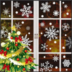 DC-BEAUTIFUL 318 Pcs Christmas Snowflakes Clings Decoration Set, White Christmas Theme Window Stickers, Winter Snow Flakes Clings Party Decal (12 Sheets)