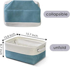 TheWarmHome Fabric Storage Bin with Handles,Storage Basket for Home Storage and Organization, Shelf Basket with Cover for Living Room Bedroom Decor Closet（White & Green,Small ,11.8L×7.9W×5.2H
