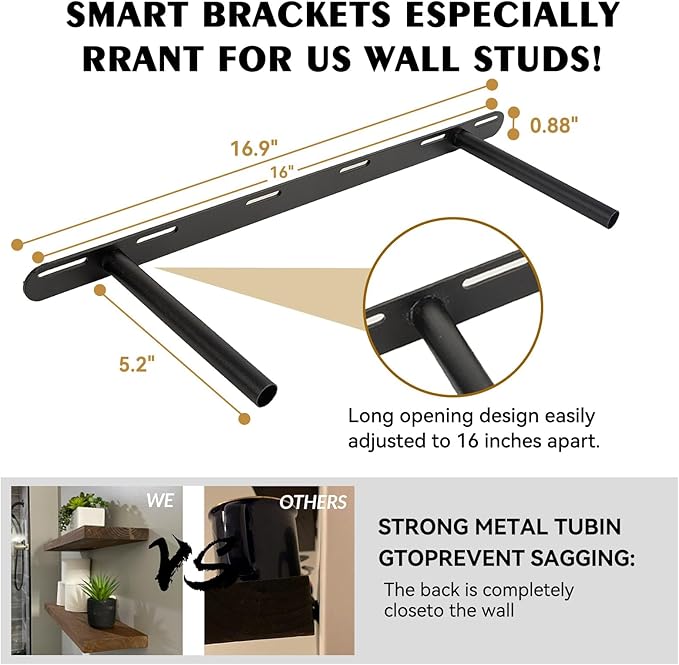 BGMG Wood Floating Shelves for Wall 30 inch Set of 2, Rustic Wooden Wall Mount Shelves for Living Room Bedroom Kitchen Farmhouse 2-30x6.7x1.25 inch- Gold Oak