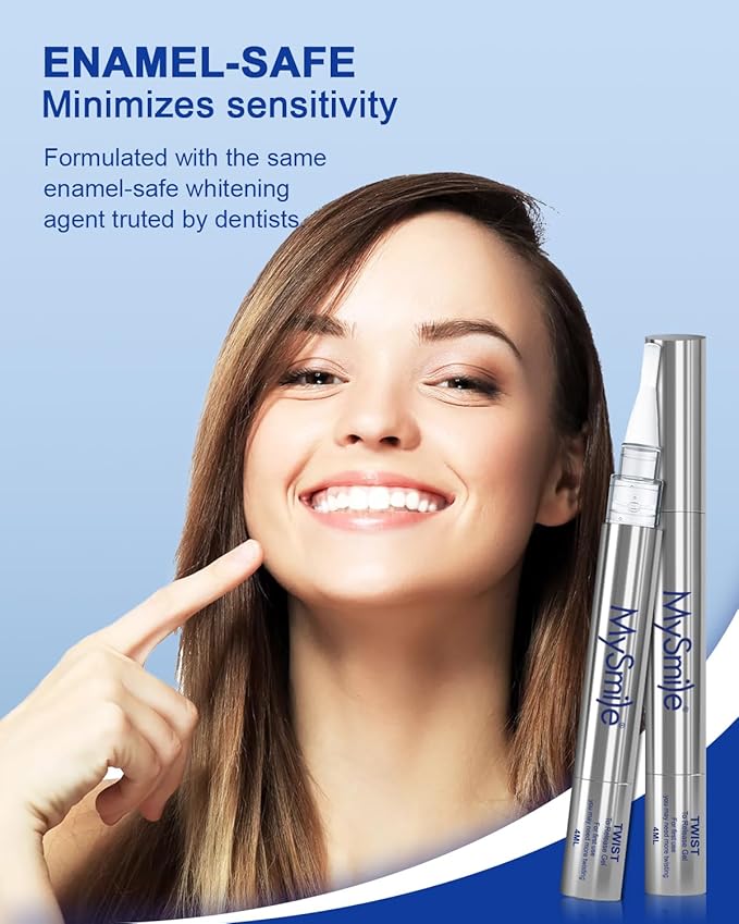 MySmile Teeth Whitening Pen 30+ Treatment Enamel Safe Tooth Whitening Gel for Teeth Sensitive-10 Min Fast Whitening Teeth-Helps to Remove Stains from Coffee, Smoking, Wines-Mint Flavor