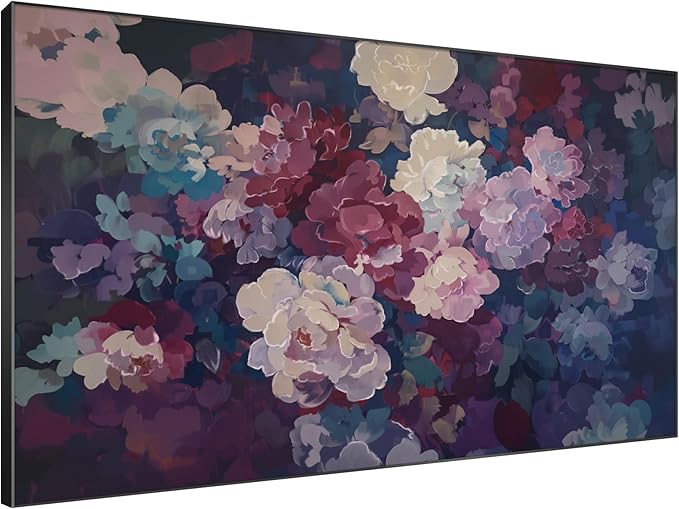 SIGNWIN 46"x72" Extra Large Framed Wall Art Bold Peony Bloom in Colorful Impressionist Style, Lush Floral for Home Living Room Bedroom Decor (Frame Assembly Required)