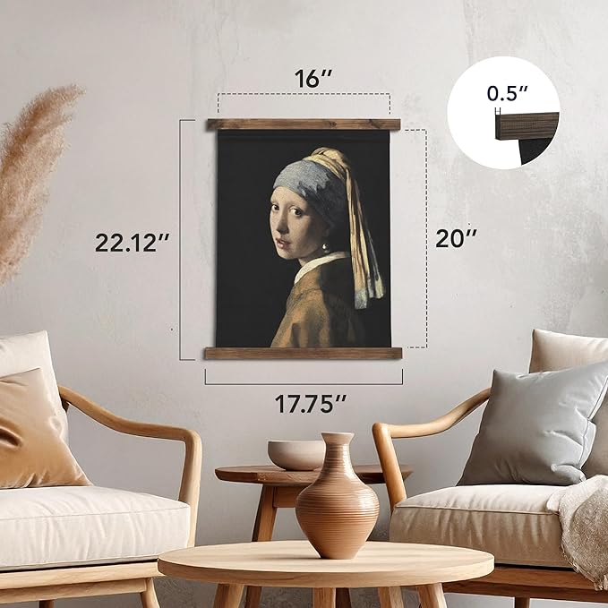 American Art Decor Girl with a Pearl Earring Tapestry Vintage Hanging Canvas Wall Art by Johannes Vermeer