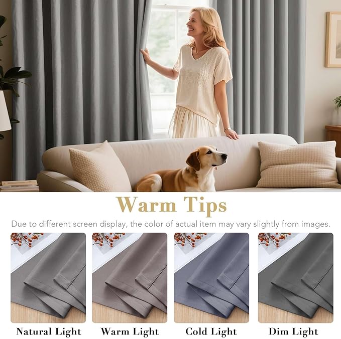H.VERSAILTEX Grommet Blackout Curtains for Bedroom and Living Room 2 Panels Set Room Darkening Curtains/Window Panel Drapes - 52 inch Wide by 84 inch Long Solid Dove Gray Pattern,Grommet Top