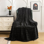 YUSOKI Luxury 3D Bubble Throw Blanket 2lb,All Ages,Home Decoration, (Black,50 * 60inches)