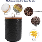 Kitchen Canisters for Countertop, Ceramic Coffee Canisters with Airtight Lids Food Storage Jars Sugar Container for Kitchen Counter Tea, Coffee Beans, Spice (#001Black-44oz/1300ml)
