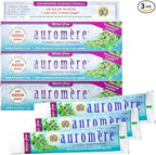 Auromere Ayurvedic Herbal Toothpaste, Mint Free - Vegan, Natural, Non GMO, Fluoride Free, Gluten Free, with Neem & Peelu (4.16 oz), 3 Pack