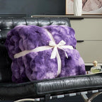 Cozy Bliss Faux Fur Throw Blanket for Couch, Fuzzy Soft Plush Thick Bubble Blanket for Sofa Bedroom Living Room, 50 * 60 Inches Tie-dye Purple