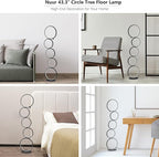 NUÜR 43.3" Modern Floor Lamp, LED Floor Lamp for Living Room, Dimmable, Circle Standing Lamp, Energy-Saving, Unique Lamp for Bedroom, Office, Home