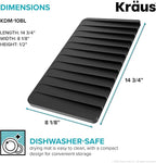 Kraus Roll Up Dish Drying Rack with Self-Draining Silicone Dish Drying Mat and Silicone Soap Dish Holder in Black, KDM-KRM-10BL