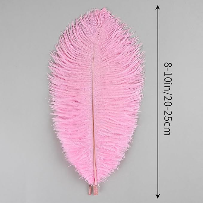 THARAHT Pink Ostrich Feathers 24pcs Natural Bulk 8-10Inch 20cm-25cm for Crafts Wedding Party Centerpieces Flower Arrangement Easter Gatsby and Home Decoration Feathers