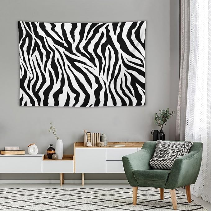HZOHNAGO Zebra Print Tapestry Nature Wild Animals Black and White Stripe Printed Wall Tapestry Painting Wall Hanging for Bedroom Living Room Dorm 90" W x 60" H
