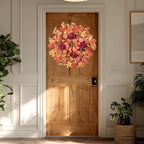 26'' Large Fall Wreath for Front Door, Autumn Wreaths for Outdoor Home Decor - Farmhouse Wreath with Maple Leaves, Pumpkins, Roses, Thanksgiving Decoration, Rustic Harvest Festival Door Hanging