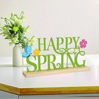 COCHIE Metal Happy Spring Sign, Spring Decorations for Home, Office, Shelf, Mantel, Indoor, Spring Flower Decor, Spring Butterfly Table Top Party Decoration (Spring)