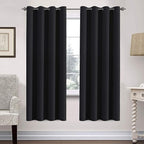 H.VERSAILTEX Thermal Insulated Blackout Curtains Window Panel Drapes - 2 Panels Set-52x72 Inch with Gun Metal Color Grommet Top (Jet Black)