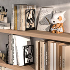 Metal Book Ends 1 Pair for Heavy Books & Shelves - Black Home Decorative Book Shelf Holder Gifts