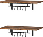 Wall-Mounted Pot Racks, Set of 2 Hanging Pot Rack, Floating Shelves, Wall Shelves, Vintage Pot Hangers for Kitchen, Wall Rack for Kitchen Storage, Rustic Brown and Black TPR26P2BF