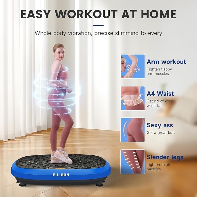 EILISON FitMax 3D XL Vibration Plate Exercise Machine - Whole Body Workout Vibration Platform w/Loop Bands - Lymphatic Drainage Machine for Weight Loss, Shaping, Wellness, Recovery