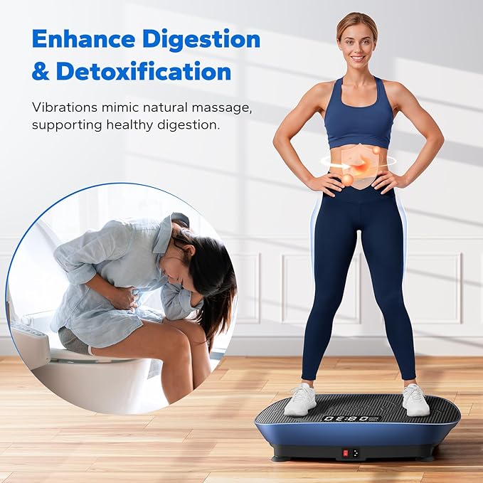 MERACH Slim Vibration Plate Exercise Machine, Vibration Plate for Lymphatic Drainage Weight Loss, Vibrating Plate with Real-Time Calorie Tracking on LED Display, Workout Equipment for Home Women Men