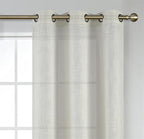 MIUCO Semi Sheer Curtains Poly Linen Textured Solid Grommet Curtains 95 Inches Long for French Doors 2 Panels (2 x 37 Wide x 95" Long) Beige