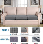 H.VERSAILTEX Super Stretch Individual Seat Cushion Covers Sofa Covers Couch Cushion Cover Slipcover Sets Thick Jacquard Textured Twill Fabric (3 Piece Sofa Cushion Covers, Grey)