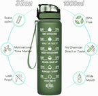 Enerbone Water Bottle, Leakproof BPA & Toxic Free, Motivational Water Bottle with Times to Drink and Straw, Fitness Sports Water Bottle with Strap for Office, Gym, Outdoor Sports