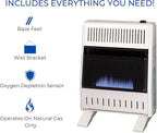 ProCom MN200TBA-B Ventless Natural Gas Blue Flame Space Heater with Thermostat Control for Home and Office Use, 20000 BTU, Heats Up to 950 Sq. Ft., Includes Wall Mount and Base Feet, White