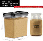 DWËLLZA KITCHEN Large Airtight Food Storage Containers - Clear Plastic Bulk Food Pantry & Kitchen Storage Containers for Flour, Sugar and Baking Supplies 4 Pcs. BPA-Free, Keeps Fresh & Dry (Black)