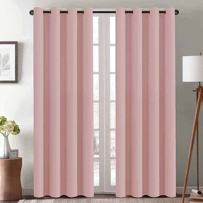 H.VERSAILTEX Blackout Curtains 84 inches Long for Living Room Thermal Insulated Room Darkening Window Treatment Panels Drapes Light Reducing Curtains for Bedroom, 2 Panels, 52" W x 84" L, Baby Pink
