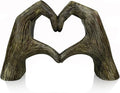 Top Brass Large Rustic Heart Hands Sculpture, 9 3/4” Resin Love Statue – Romantic Decor Accent for Shelf or Mantel – Perfect for Wedding, Valentine's Day or Anniversary (Rustic Wood Grain)