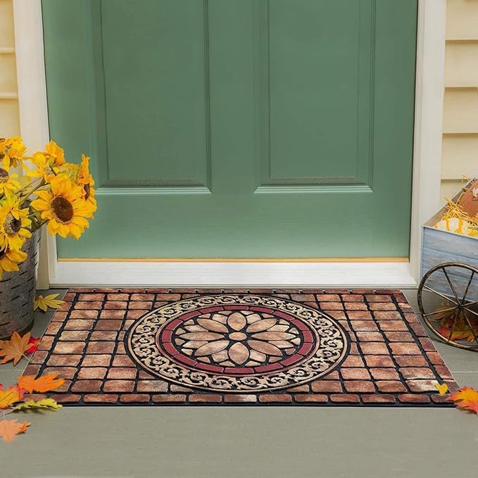 CHICHIC Rectangle Entrance Door Mat Large 18 x 30 Inch High Traffic Area Entry Way Doormat Front Door Rugs Outdoors Heavy Duty Welcome Mat, Non Slip Rubber Back Low Profile for Garage