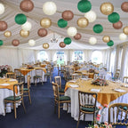 Paper Lanterns Green Brown Gold Round Hanging Chinese Lanterns for Birthday Party Gender Neutral Woodland Baby Shower Decorations Pack of 12
