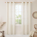 LAMIT Natural Ivory Linen Curtains for Doorway, 80 inch Length Light Filtering Semi Sheer Drapes Bronze Grommet Neutral Panels for Bedroom/Living Room, 34 x 80 Inch, 2 Panels
