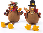 Ogrmar 2 Pack Stuffed Turkey Couple Doll Thanksgiving Tabletop Decoration Exquisite Handmade Turkey Doll Kit for Autumn Fall Thanksgiving Home Decor