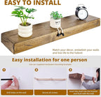 Floating Shelves 3 inch Thick for Wall Set of 2,Solid Pine Wood Wall Mount Shelf for Kitchen Living Room Bedroom Bathroom,8" D x 60" L x 3" H-Distressed Black Walnut