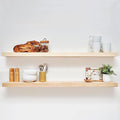 Homeforia Wood 48 inch Floating Shelf, High End Solid Natural Wood 48inch Floating Shelves for Wall Mounted, Unfinished Wooden Large Floating Shelves, Heavy Duty Bracket, 48 X 6.5 X 1.75 in, Set of 2