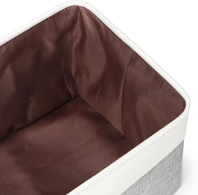 Kntiwiwo Large Fabric Foldable Storage Bin 17" x 11.8" x 9.8" Storage Baskets with Handle Large Cube Storage boxes for Closet, Shelves, Home, Set of 3, Grey