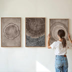 SIGNINART Beige Tree Ring Framed Canvas Wall Art Set, Abstract Black and White Rustic Wood Wall Decor, Neutral Wood Stump Artwork, Modern Art Prints for Bedroom Living Room Office 16"x24"x3