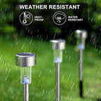 Solar Lights Outdoor Waterproof, Stainless Steel LED Landscape Lighting, Solar Garden Lights Solar Powered, Outdoor Solar Lights for Yard, Pathway, Walkway, Patio , Lawn - 12 Pack ( Multicolor )