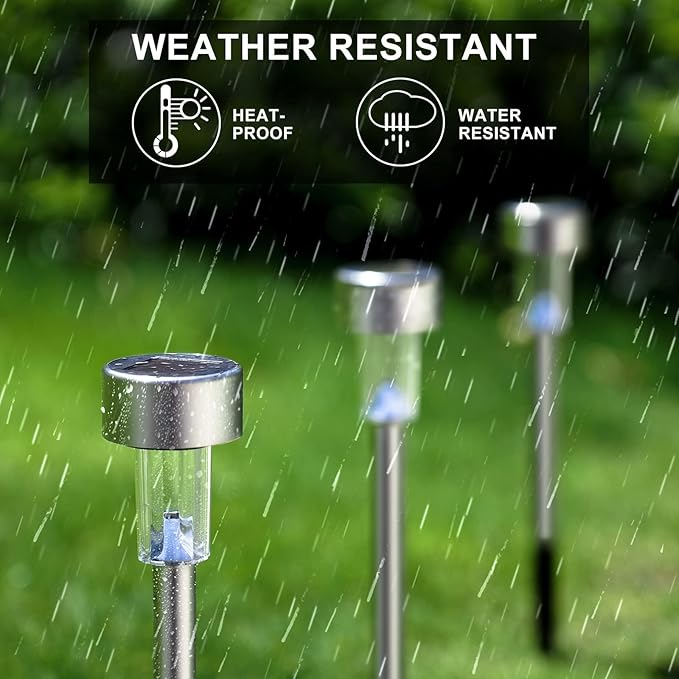 Solar Lights Outdoor Waterproof, Stainless Steel LED Landscape Lighting, Solar Garden Lights Solar Powered, Outdoor Solar Lights for Yard, Pathway, Walkway, Patio , Lawn - 12 Pack ( Multicolor )