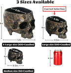 GameXcel Halloween Skull Candy Dish - Large Skull Candy Bowl for Trick or Treat - Skeleton Head Treat Container Planter or Desktop Halloween Decor - Bronze Resin