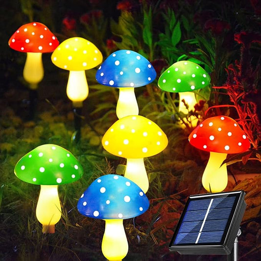 8-Pack Solar Mushroom Lights for Garden Decor, 8 Modes Waterproof Outdoor Garden Mushroom Lamp, Multi-Colored Solar LED Fairy Lights for Christmas Halloween Yard Lawn