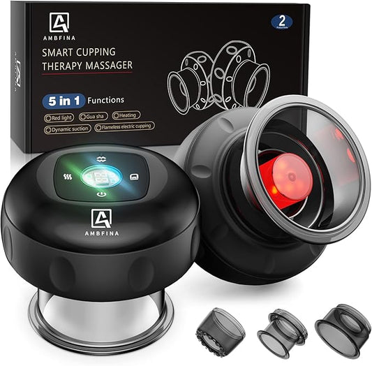 2 Electric Cupping Therapy Set, 5-in-1 Smart Cupping kit with Red Light Therapy, Gua Sha Massage Tool, Relieves Neck Shoulder Back Aches Muscle Soreness, Improves Blood Circulation