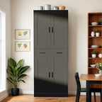 Black Kitchen Pantry, 71" Tall Storage Cabinet with Doors and Drawer for Kitchen, Hallway, Office