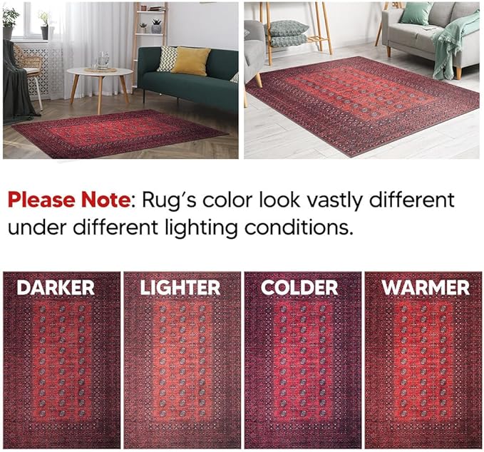 Keen Home Design 9x12 Rug - Machine Washable Area Rug with Non-Slip Backing, Ideal for Living Room, Dining Room, Bedroom - Vintage, Easy Clean, Durable, Low Pile Rug - (9' x 12')