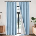 Joydeco Pinch Pleated Linen Curtains for Living Room, 100% Blackout Darkening Curtains 72 inches Length 2 Panel Thermal Insulated Pinch Pleat Drapes(Chambray Blue,40'' Wx72'' L)